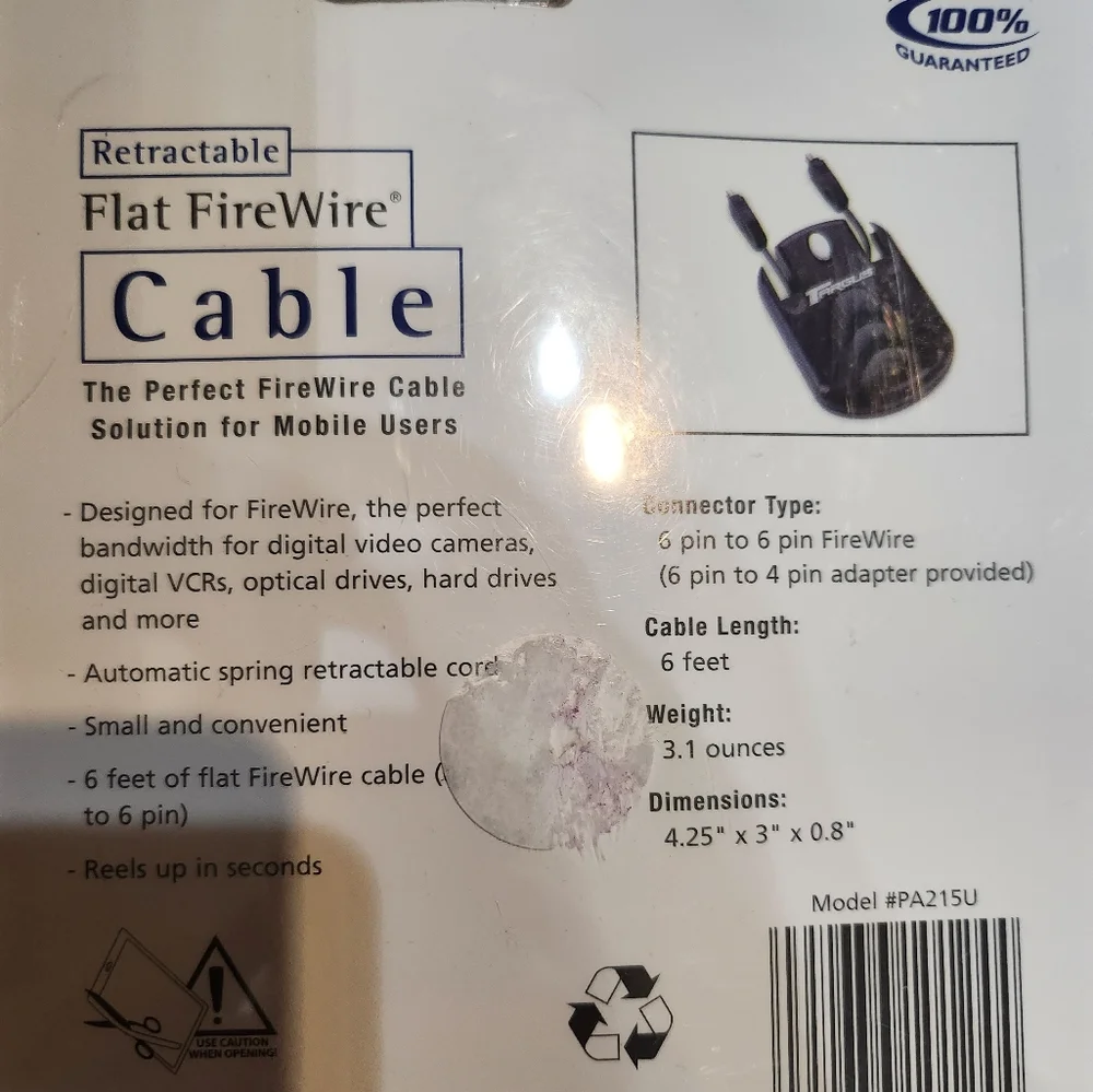 Targus Retractable flat firewire cable